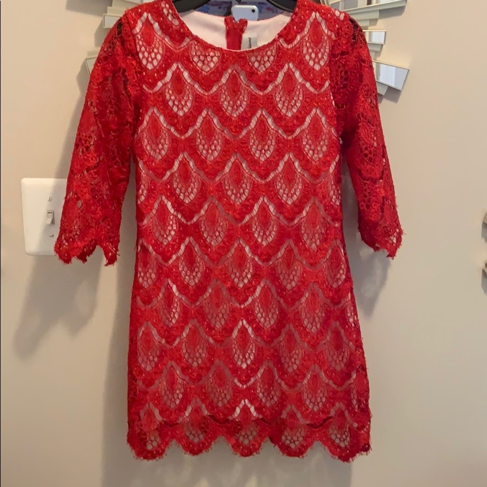 Girls 10 red lace dress